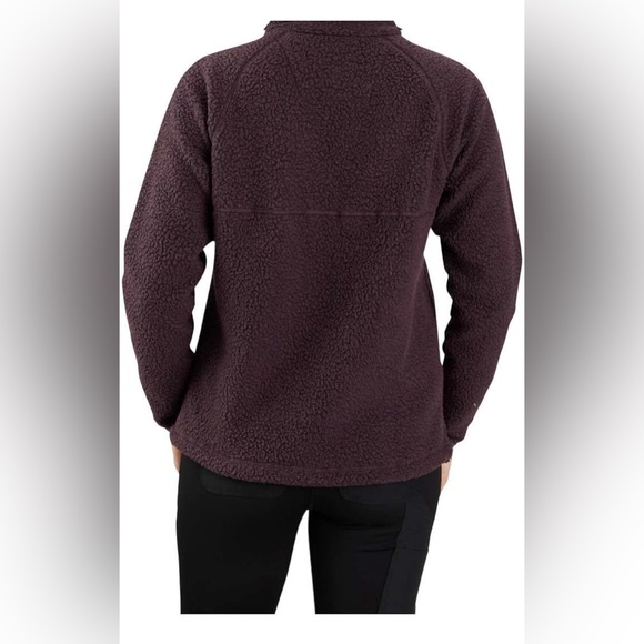 Carhartt Women's Relaxed Fit Fleece Pullover- BlackBerry Heather - Picture 3 of 4